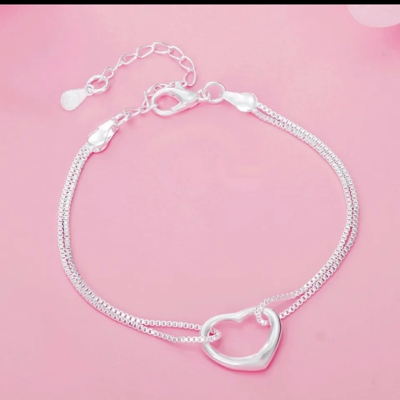 🆕📢📢Last Set Sterling Silver Floating ❤ Bracelet & Necklace Set. - Picture 3 of 7